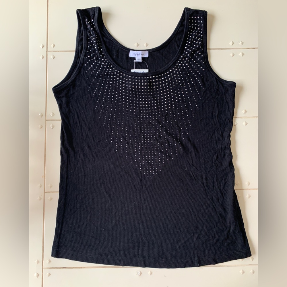 NWT Sparkly ribbed black tank, Calvin Klein, XL